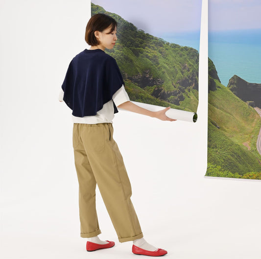 日本製小圓斗篷-海軍藍 (附針織胸針)