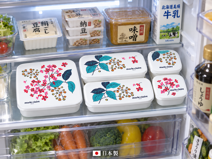 日本新潟製密封保鮮盒五入組-法式丁香花B