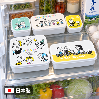 日本新潟製密封保鮮盒五入組-史努比A